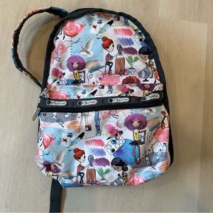 Rare LeSportsac backpack with artistic print